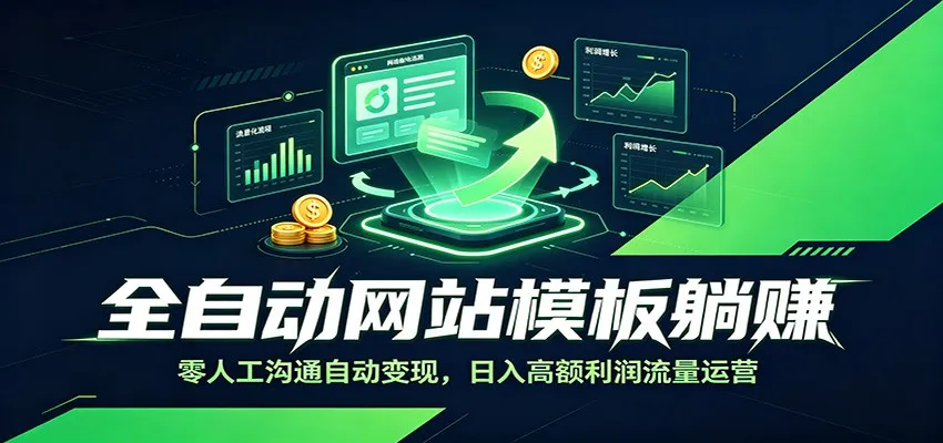 全自动网站模板躺赚：零人工沟通自动变现，日入高额利润流量运营-创客联盟