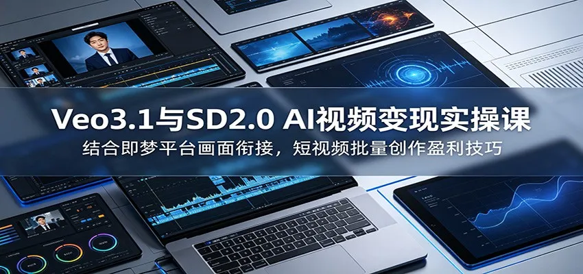 Veo3.1与SD2.0 AI视频变现实操课课:结合即梦平台画面衔接,短视频批量创作盈利技巧-云网创