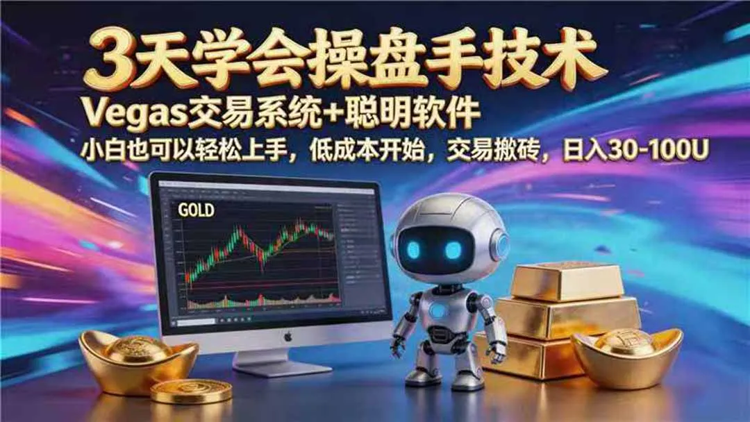 【3天学会手工单交易】Vegas交易技术+聪明软件，日赚50-1000U， 长期稳定，小白轻松上手-创客联盟