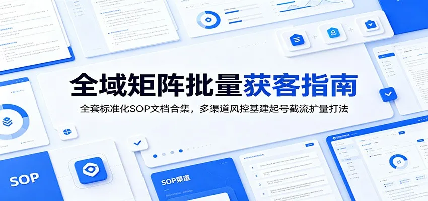 全域矩阵批量获客指南：全套标准化SOP文档合集，多渠道风控基建起号截流扩量打法-创客联盟