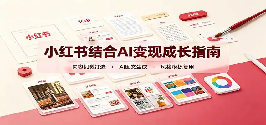 小红书结合AI变现成长指南:账号精准定位,内容视觉打造,搭建可复制流量获客体系-创客联盟