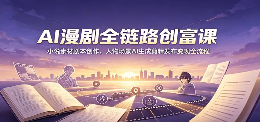 AI漫剧全链路创富课：小说素材剧本创作，人物场景AI生成剪辑发布变现全流程-创客联盟