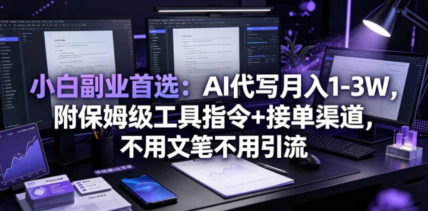 小白副业首选：AI代写月入1-3W，附保姆级工具指令+接单渠道，不用文笔不用引流【揭秘】-创客联盟