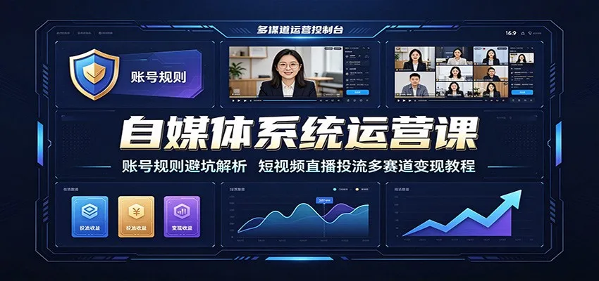 自媒体系统运营课：账号规则避坑解析，短视频直播投流多赛道变现教程-创客联盟