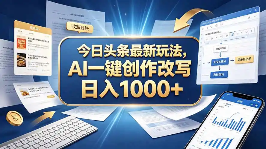 今日头条最新玩法,AI 一键创作改写,简单易上手,轻松日入 1000 +-创客联盟