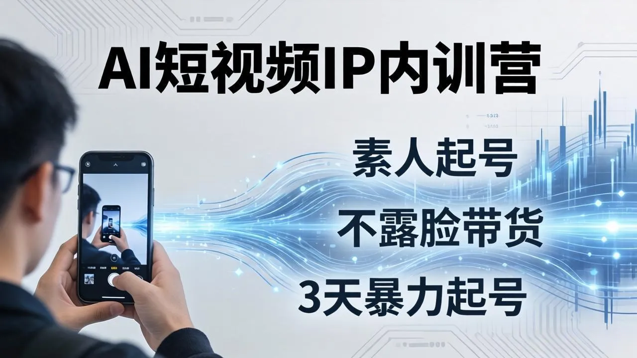 2026AI短视频IP内训营-更新：从素人起号到不露脸带货，3天暴力起号全流程拆解-创客联盟