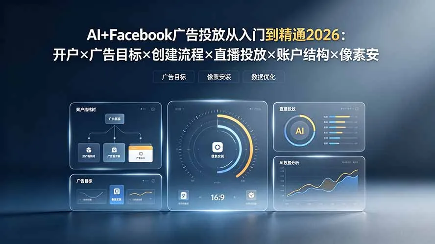 AI+Facebook广告投放从入门到精通2026：开户×广告目标×创建流程×直播投放×账户结构×像素安装×AI赋能-创客联盟