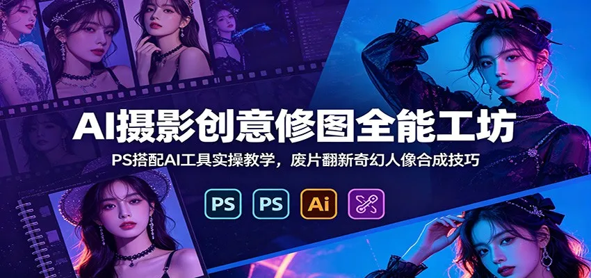 AI摄影创意修图全能工坊：PS搭配AI工具实操教学，废片翻新奇幻人像合成技巧-创客联盟