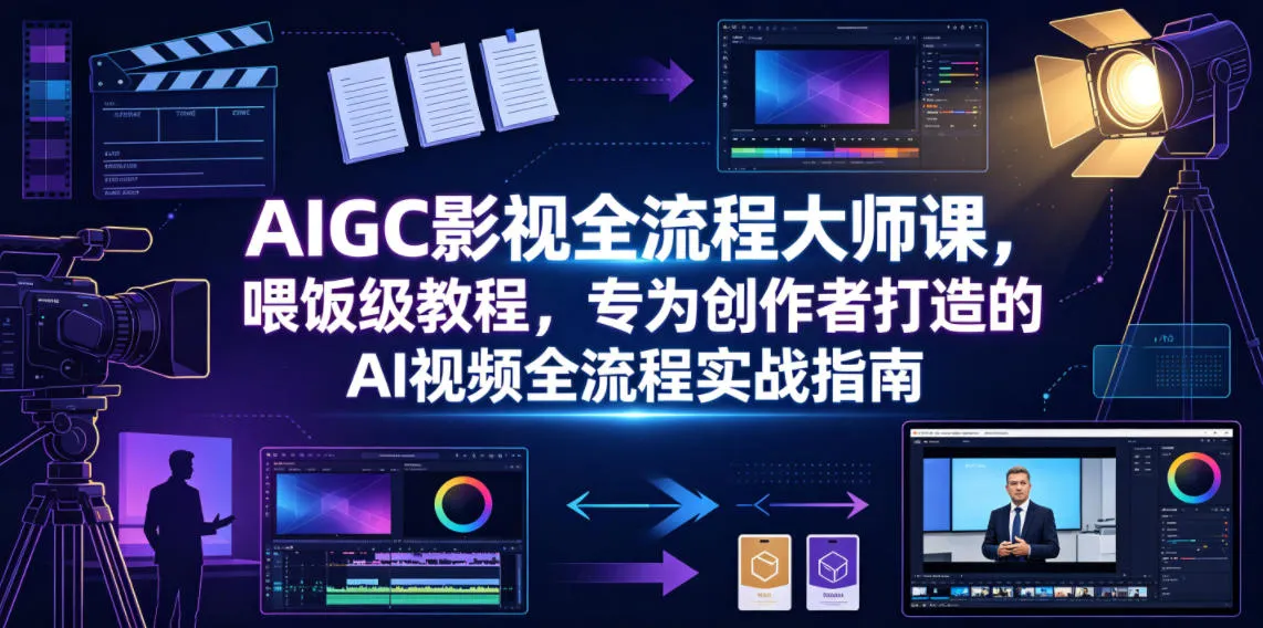 AIGC影视全流程大师课,喂饭级教程,专为创作者打造的AI视频全流程实战指南-创客联盟