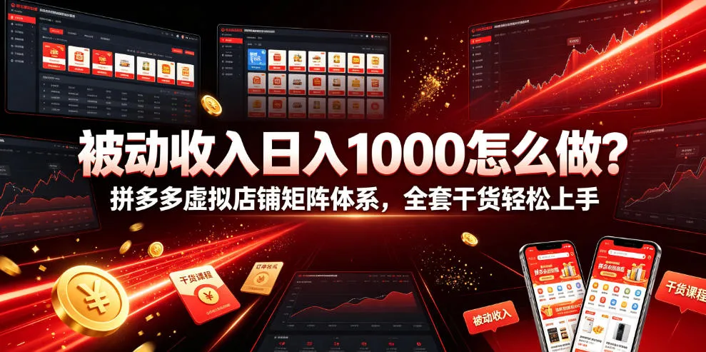 被动收入日入1000怎么做？拼多多虚拟店铺矩阵体系，全套干货轻松上手【揭秘】-创客联盟