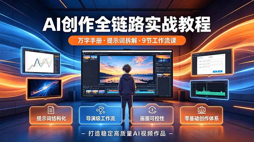 AI创作全链路实战教程｜万字手册·提示词拆解·9节工作流课，打造稳定高质量AI视频作品-创客联盟