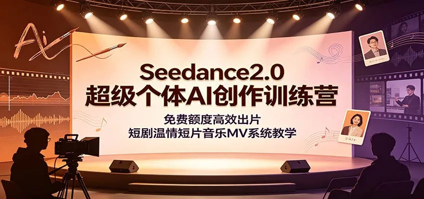 Seedance2.0超级个体AI创作训练营：免费额度高效出片，短剧温情短片音乐MV系统教学-创客联盟