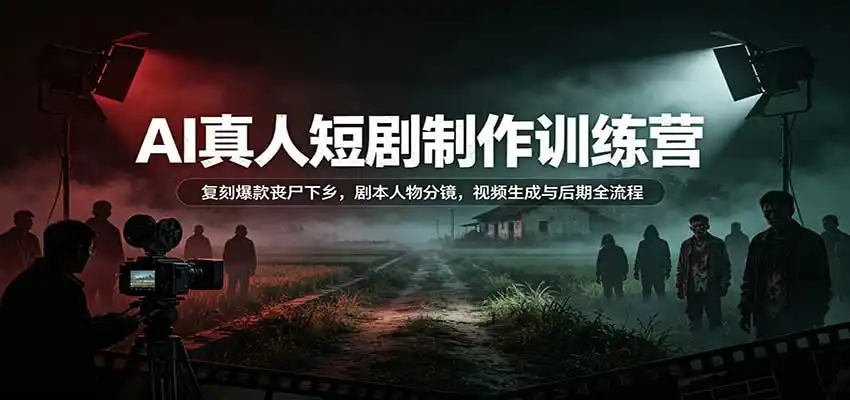 AI真人短剧制作训练营:复刻爆款丧尸下乡,剧本人物分镜,视频生成与后期全流程-创客联盟