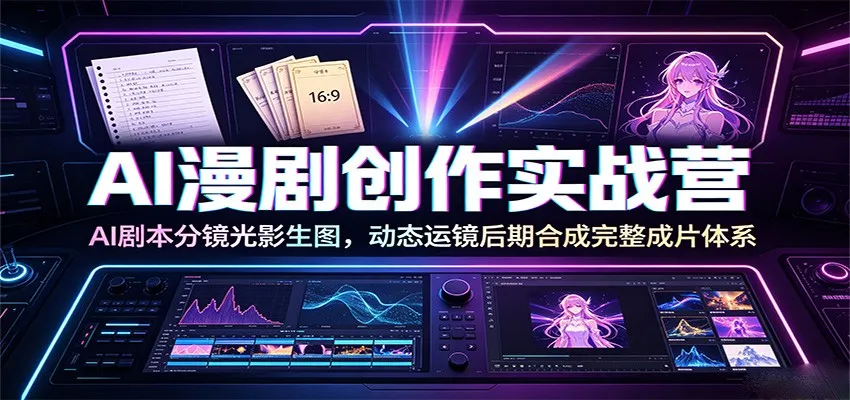 AI漫剧创作实战营：AI剧本分镜光影生图，动态运镜后期合成完整成片体系-创客联盟