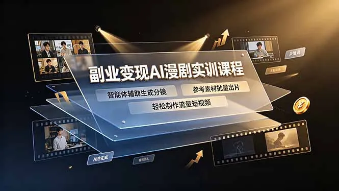 副业变现AI漫剧实训课程，智能体辅助生成分镜，参考素材批量出片，轻松制作流量短视频-创客联盟