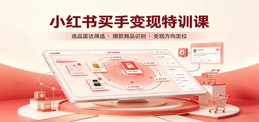 小红书买手变现特训课:账号定位养号起号,选品挂车,笔记标题封面全套教学-创客联盟