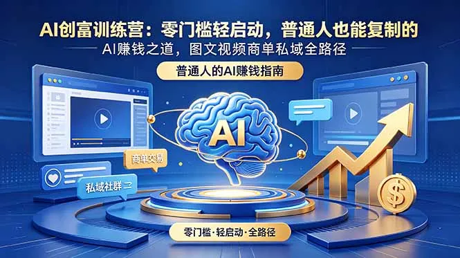 AI创富训练营：零门槛轻启动，普通人也能复制的AI赚钱之道，图文视频商单私域全路径-云网创