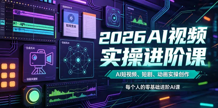 2026AI视频实操进阶课，AI短视频、短剧、动画实操创作，每个人的零基础进阶ai课-创客联盟