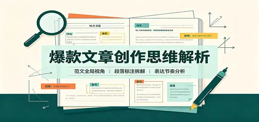 爆款文章创作思维解析：全局视角拆解范文，梳理行文逻辑，搭配真实拆文实操案例-创客联盟