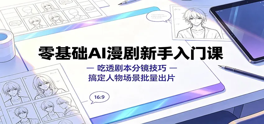 零基础AI漫剧新手入门课：吃透剧本分镜技巧，搞定人物场景批量出片-创客联盟