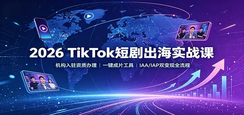 2026 TikTok短剧出海实战课：机构入驻资质办理，一键成片工具，IAA/IAP双变现全流程-创客联盟