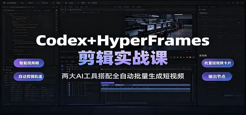 Codex+HyperFrames剪辑实战课：两大AI工具搭配全自动批量生成短视频-创客联盟