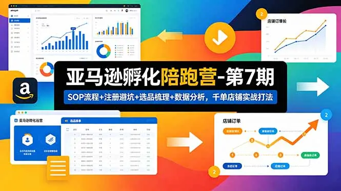 亚马逊孵化陪跑营-第7期：SOP流程+注册避坑+选品梳理+数据分析，千单店铺实战打法(更新0625-创客联盟