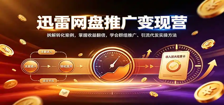 迅雷网盘推广变现营:拆解转化案例,掌握收益翻倍,学会群组推广、引流代发实操方法-创客联盟