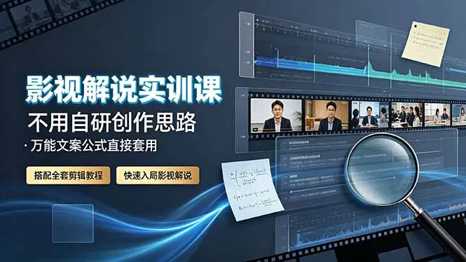 影视解说实训课：不用自研创作思路，万能文案公式直接套用，搭配全套剪辑教程，快速入局影视解说-创客联盟