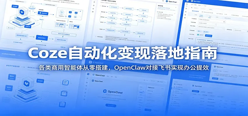 Coze自动化变现落地指南:各类商用智能体从零搭建,OpenClaw对接飞书实现办公提效-创客联盟