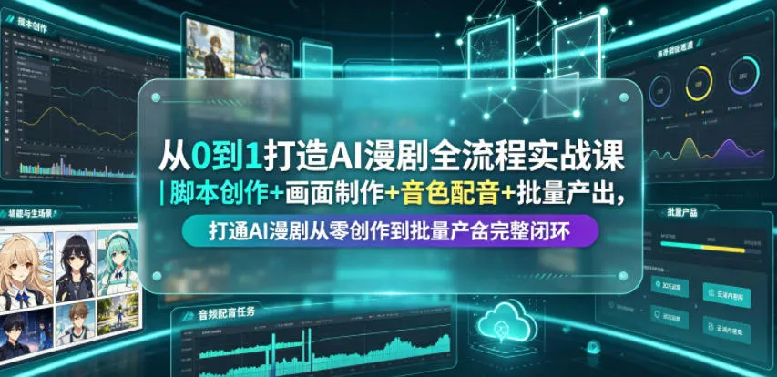 从0到1打造AI漫剧全流程实战课|脚本创作+画面制作+音色配音+批量产出,打通AI漫剧从零创作到批量量产完整闭环-创客联盟