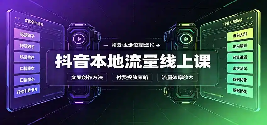 抖音本地流量线上课:账号搭建拍摄剪辑,文案创作与付费投放教学-创客联盟