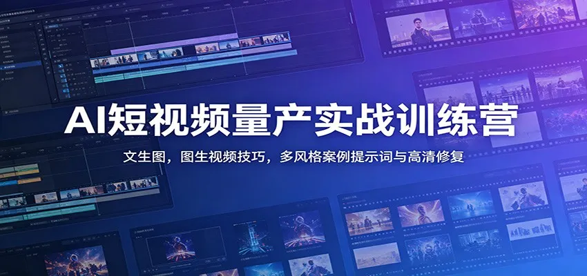 AI短视频量产实战训练营：文生图，图生视频技巧，多风格案例提示词与高清修复-创客联盟