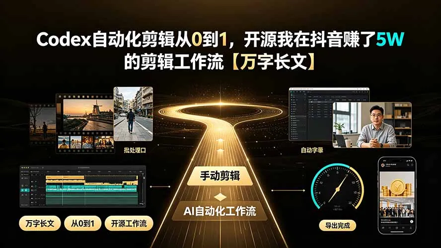 Codex自动化剪辑从0到1，开源我在抖音赚了5W 的剪辑工作流【万字长文】-创客联盟