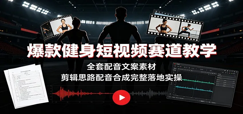 爆款健身短视频赛道教学：全套配音文案素材，剪辑思路配音合成完整落地实操-创客联盟